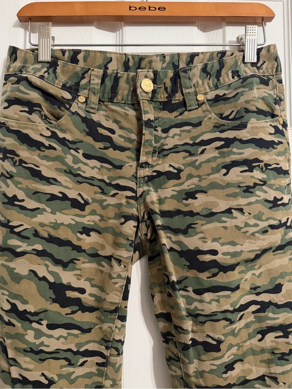 Tory Burch Skinny Camo Jeans in Olive and Black